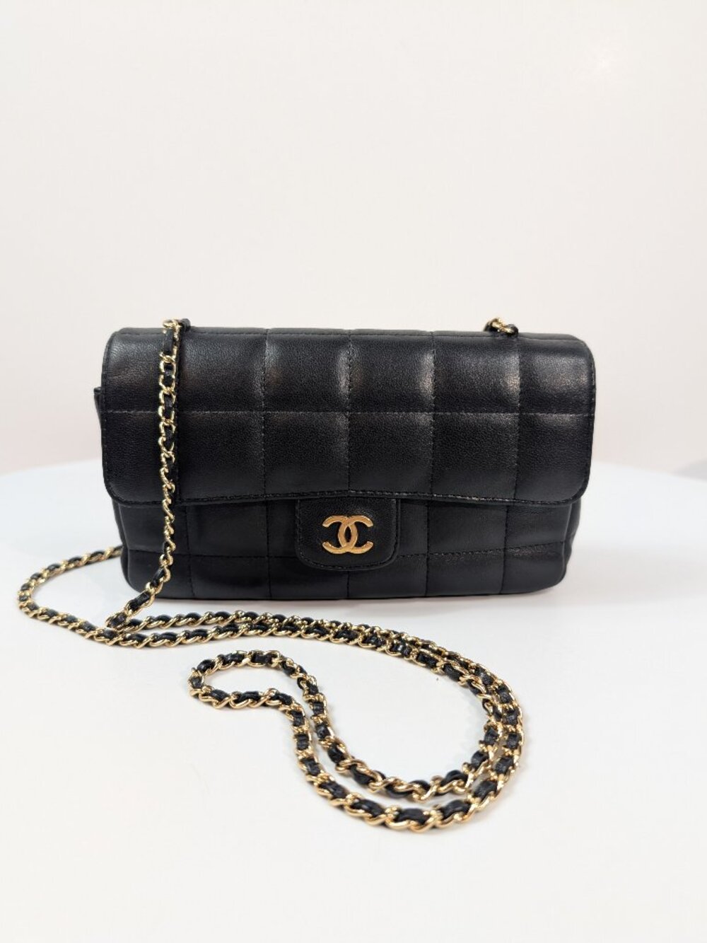 Chanel 2010–2011 Black Lambskin Chocolate Bar Mini Flap Crossbody Bag